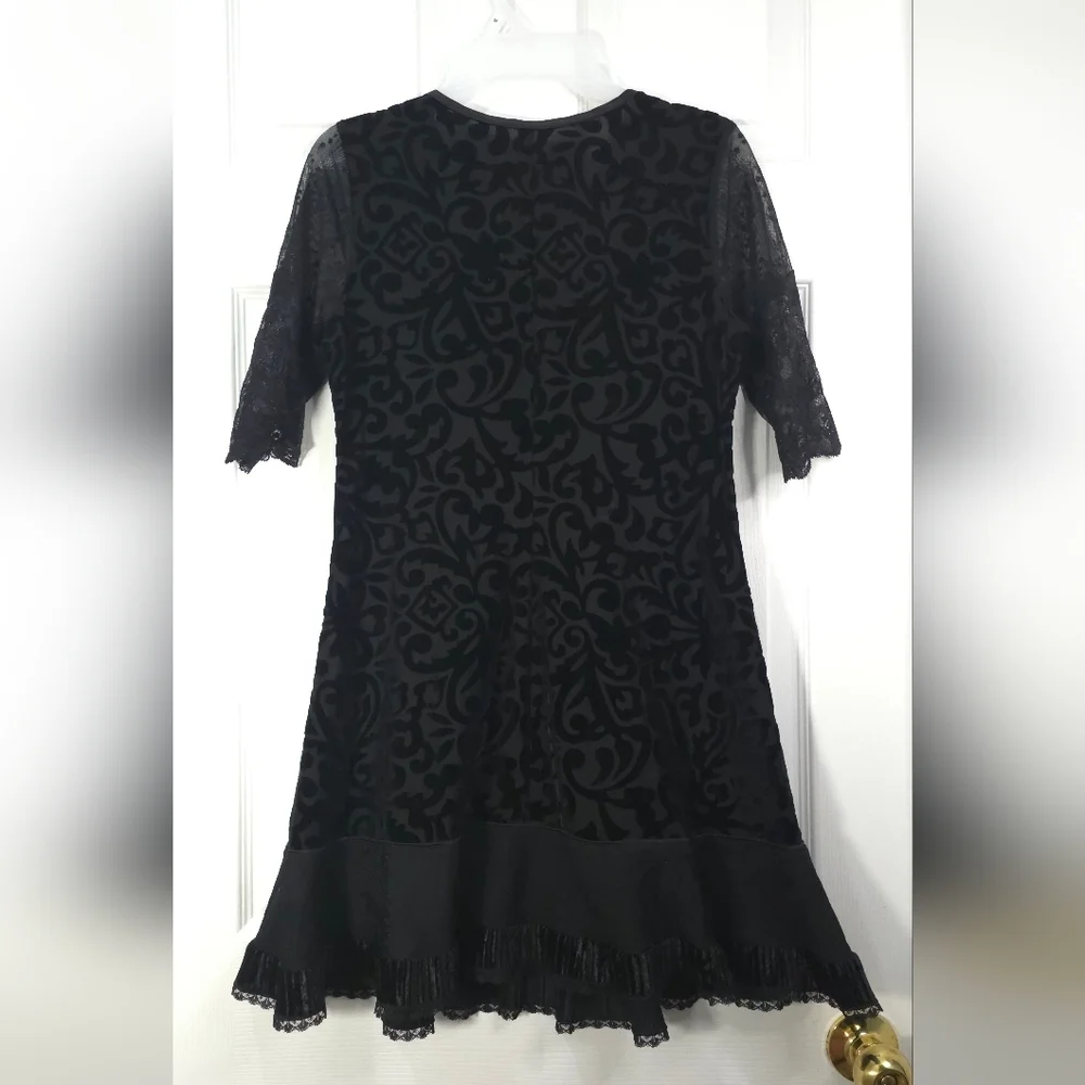 Kollontai Gothic Lolita Lace & Mesh Mini Dress Velvet Back Size L - Picture 4 of 10